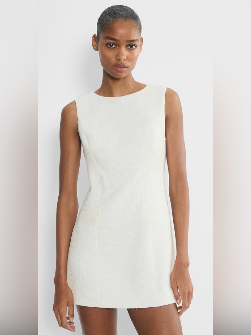 ARITZIA BABATON Cream Textured Sleeveless Shift Dress! Retail 148.00